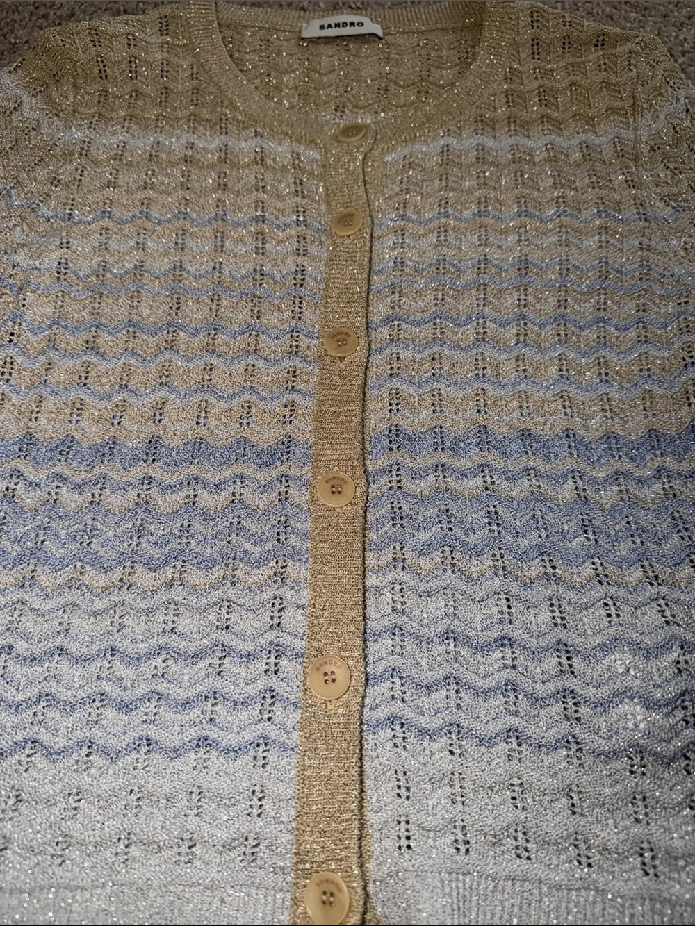 NWT Sandro Open-Knit Button Cardigan Sweater - Picture 8 of 8